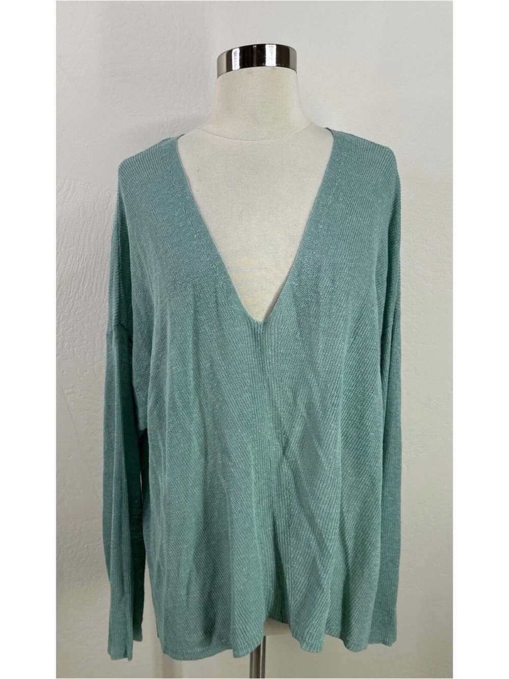 Eileen Fisher organic linen tencel V-Neck Women's Sweater